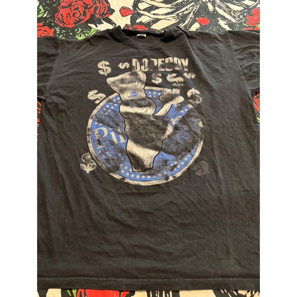 Vintage Dopeboy Doughboy Graphic T-Shirt Black Mens XL Distressed